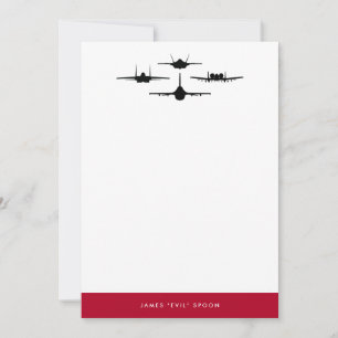 Vier Kämpfer Jet Silhouette Personal Stationery Dankeskarte