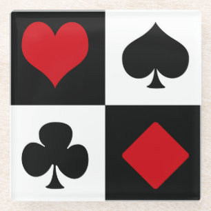 Vier Karten-Anzug Glasuntersetzer