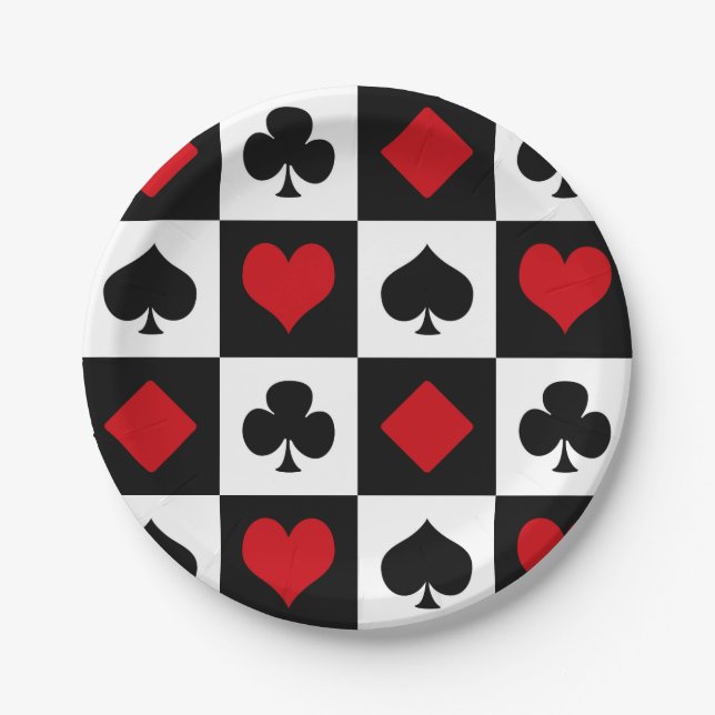 Vier Karten-Anzug Pappteller (Vorderseite)