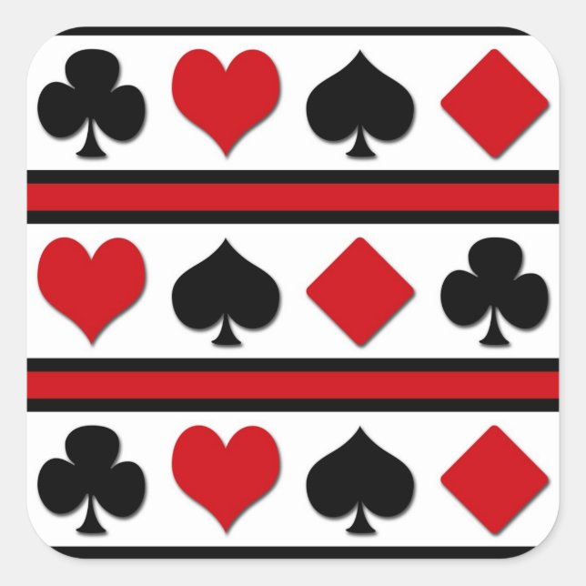 Vier Karten-Anzug Quadratischer Aufkleber (Vorderseite)