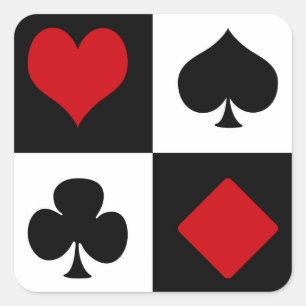 Vier Karten-Anzug Quadratischer Aufkleber