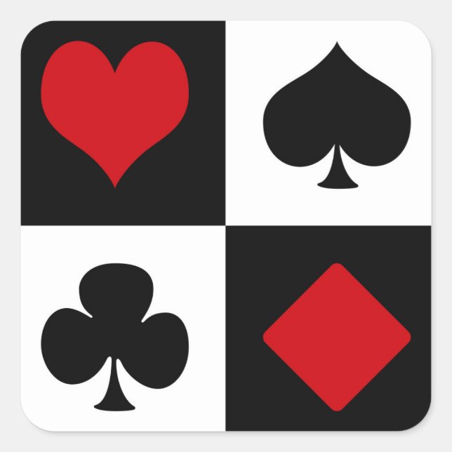 Vier Karten-Anzug Quadratischer Aufkleber (Vorderseite)