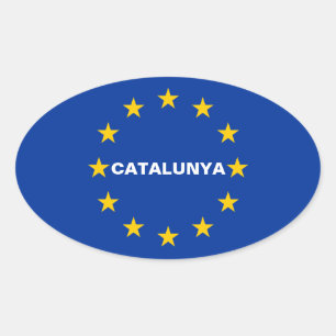 VIER Katalonien "Catalunya" europäische Ovaler Aufkleber
