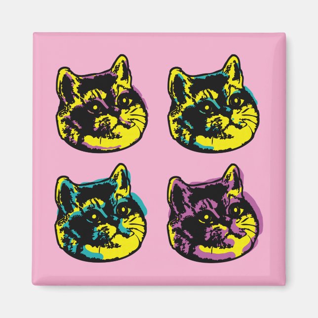 Vier Kätzchen Cat Lover Window Decal Pop Art Magnet (Vorne)