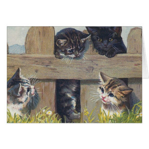 Vier Kätzchen spielen Vintage Illustration