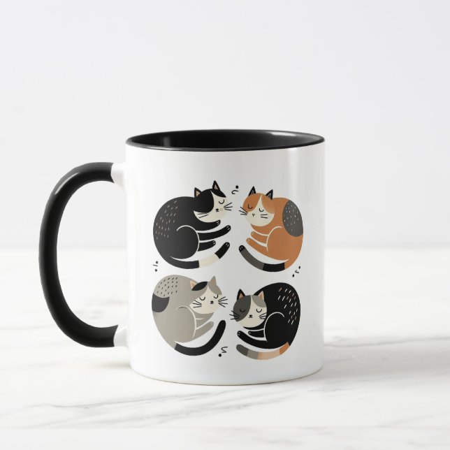 Vier Katzen schlafen in einem Kreis - Ritual putze Tasse (Links)