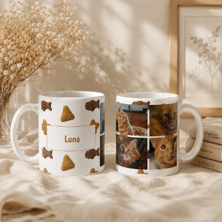 Vier Katzenfotos mit Namensstil  Kaffeetasse