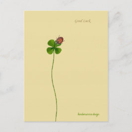 Vier Klee und Ladybug - Viel Glück Postkarte