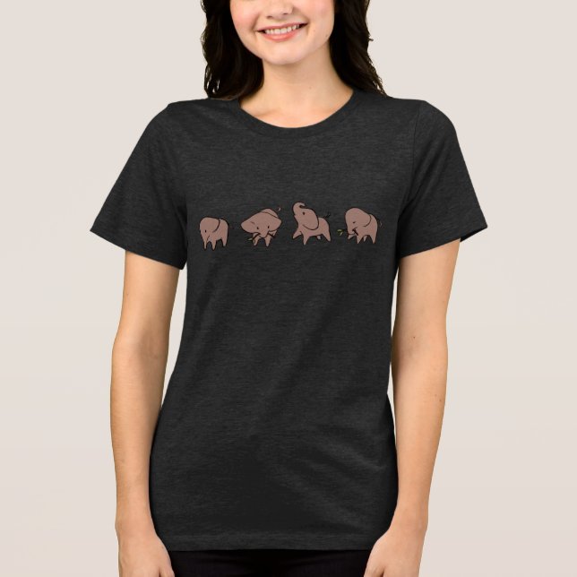 Vier kleine Elefanten Tri-Blend Shirt (Vorderseite)