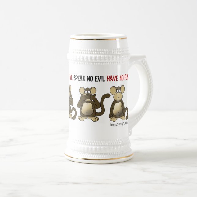Vier kluger Affe-Spaß Bierglas (VorderseiteRechts)