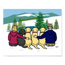 Vier Labradoren und Eltern - Winter View