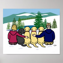 Vier Labradoren und Eltern - Winter View Poster