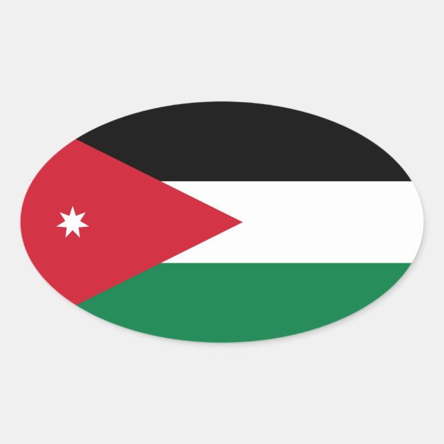 VIER Landesflagge Jordaniens Ovaler Aufkleber (Vorderseite)