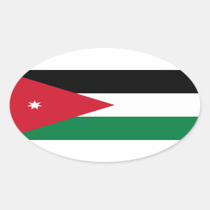 VIER Landesflagge Jordaniens Ovaler Aufkleber