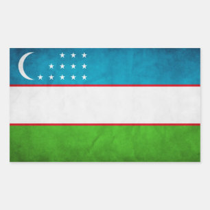 VIER Landesflagge Usbekistans Rechteckiger Aufkleber