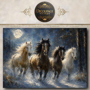 Vier laufende Pferde Winter-Wandkunst Pferd-Dekor Seidenpapier