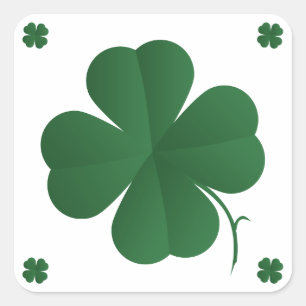 Vier Leaf Clovers Quadratischer Aufkleber