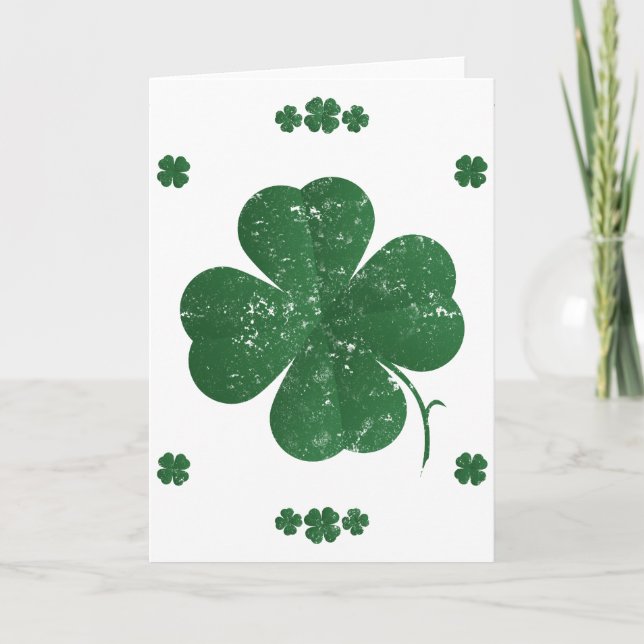 Vier Leaf Clovers - Vintager Stil Karte (Vorderseite)