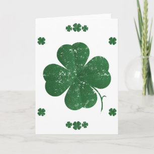 Vier Leaf Clovers - Vintager Stil Karte