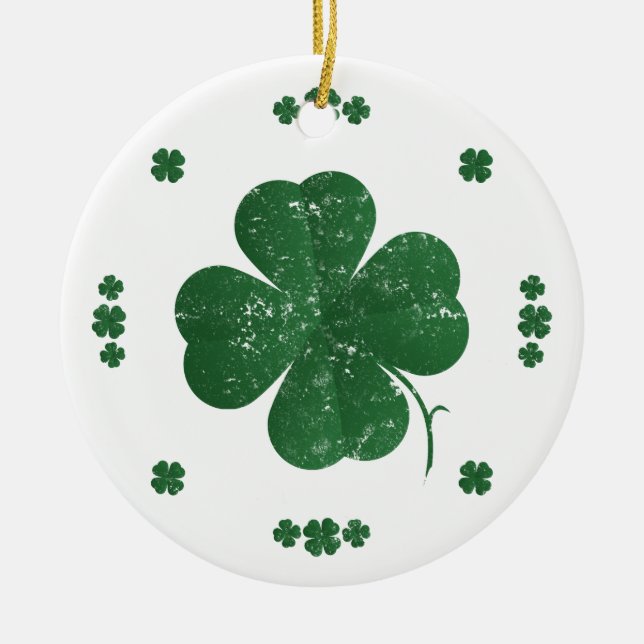 Vier Leaf Clovers - Vintager Stil Keramikornament (Vorne)