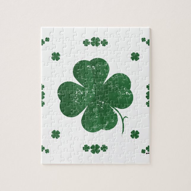 Vier Leaf Clovers - Vintager Stil Puzzle (Vertikal)