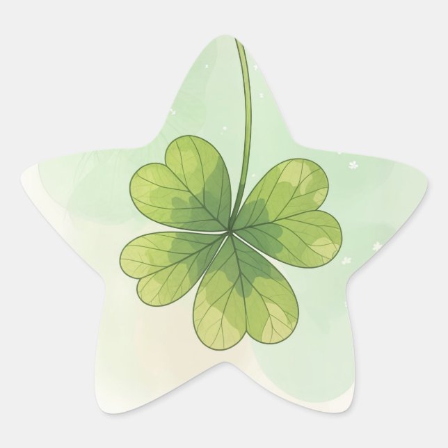 Vier-Leaf Lucky Clover Design Stern-Aufkleber (Vorderseite)