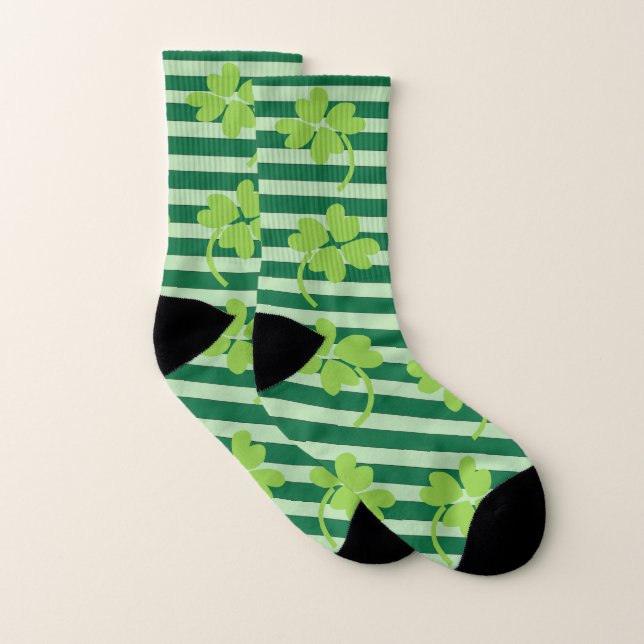 Vier Leaf Lucky Clover St Patricks Day Pattern Socken (Paar)
