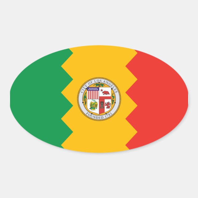 VIER Los Angeles Flag Ovaler Aufkleber (Vorderseite)