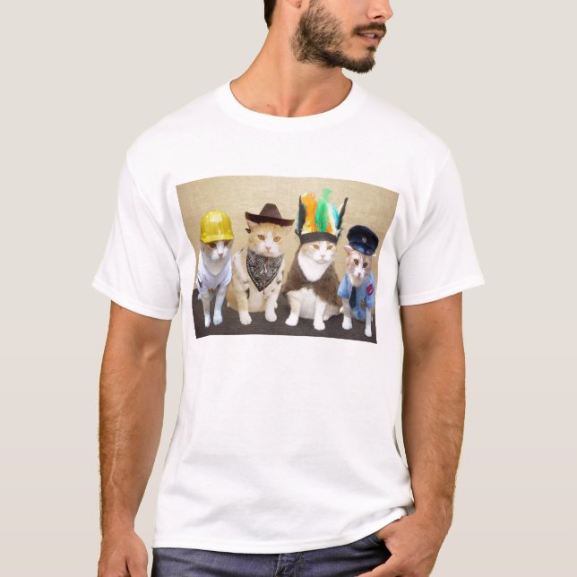 Vier lustige Katzen T-Shirt (Vorderseite)