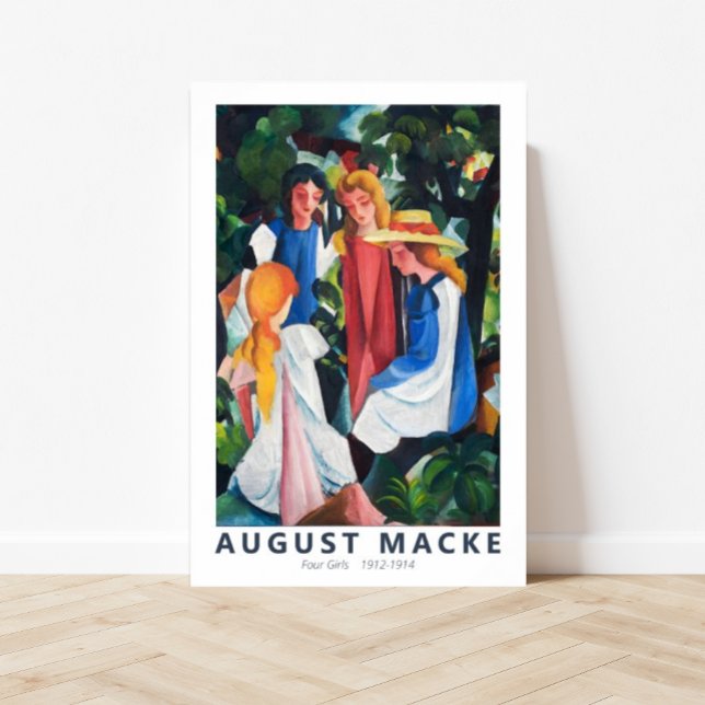 Vier Mädchen von August Macke Poster (affordable art, printable art, wall art, famous art, royalty free art, customizable art, fine art)
