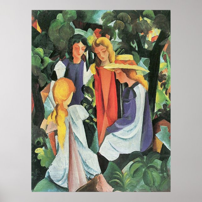 Vier Mädels mit August Macke Poster (Vorne)