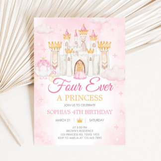 Vier Mal eine Prinzessin Geburtstagsparty Einladung