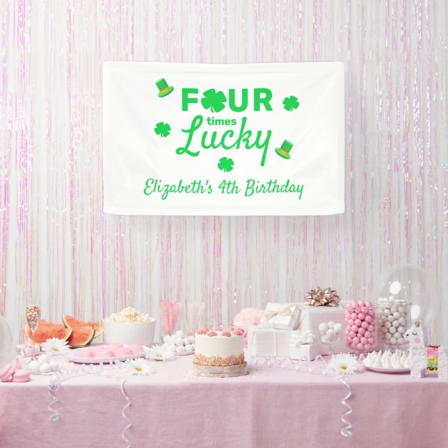 Vier Mal Glück 4. Geburtstag Banner (Party)