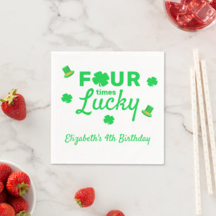 Vier Mal Glück 4. Geburtstag Serviette