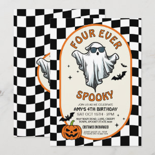 Vier Mal ist Spooky Ghosts Bats Halloween-Party Einladung