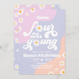 Vier mal jung 4. Geburtstag Party Boho Daisy Einladung