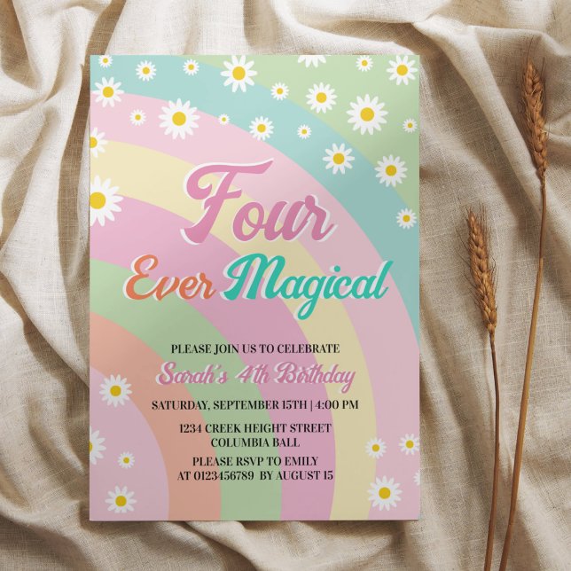 Vier mal magischer Retro-Regenbogen Einladung (Von Creator hochgeladen)