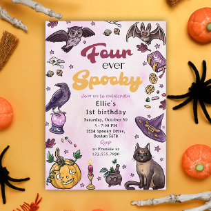 Vier Mal Niedliche Halloween 4. Geburtstag Einladung