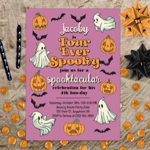 Vier Mal Spooky Ghost Halloween 4. Geburtstag Einladung