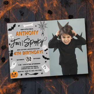 Vier Mal Spooky! Halloween 4. Geburtstags-Foto Einladung