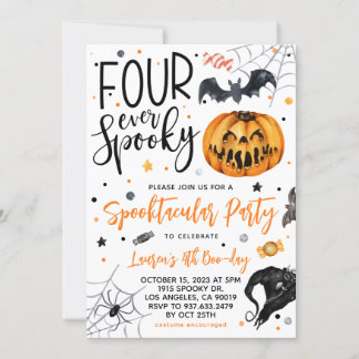 Vier Mal Spooky Halloween Geburtstag Einladung