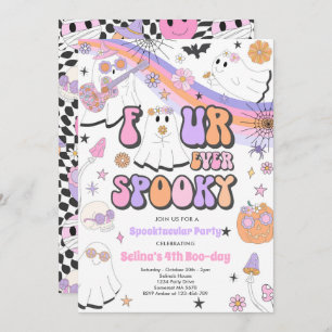 Vier mal Spooky Halloween Groovy Ghost Geburtstag Einladung
