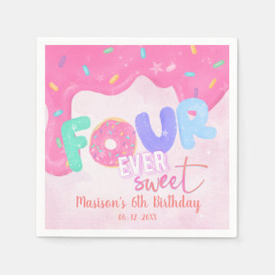 Vier mal süß rosa Zuckerguss Girl's Geburtstag Serviette