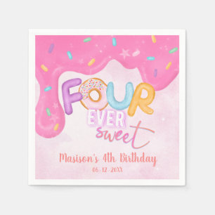 Vier mal süß rosa Zuckerguss Girl's Geburtstag Serviette