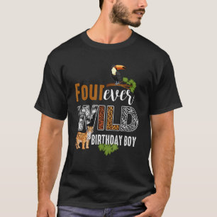 Vier mal Wild Geburtstag Junge Wildlife Tiger 4. B T-Shirt