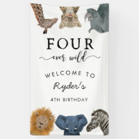 Vier Mal Wild Safari Thema Junge 4. Geburtstag