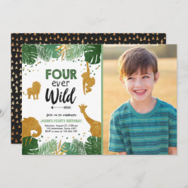 Vier mal Wild Safari Tierjunge zum Geburtstag Einladung