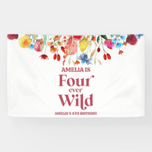 Vier-mal-Wilde Wildblume 4. Geburtstag Party Banner