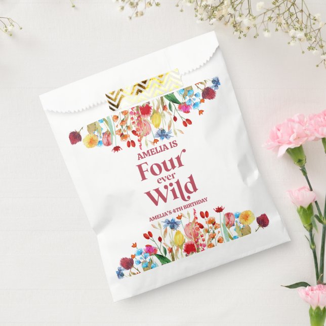 Vier-mal-Wilde Wildblume 4. Geburtstag Party Geschenktütchen (Versiegelt)