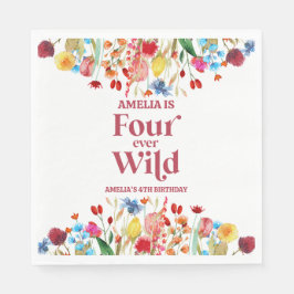 Vier-mal-Wilde Wildblume 4. Geburtstag Party Serviette